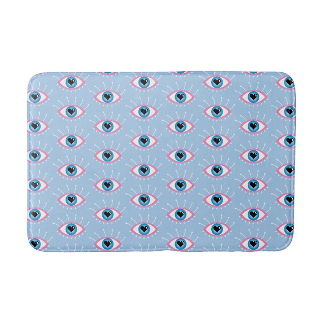 Greek Evil Eye With Eyelashes Pink Blue  Bath Mat (Front)