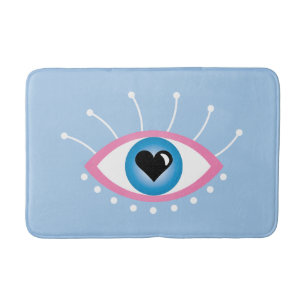 Greek Evil Eye With Eyelashes Pink Blue Bath Mat