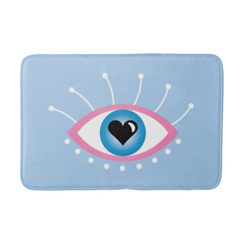 Greek Evil Eye With Eyelashes Pink Blue  Bath Mat