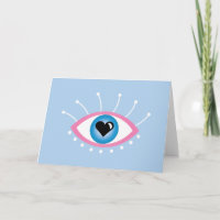 Greek Evil Eye With Eyelashes Pink Blue 