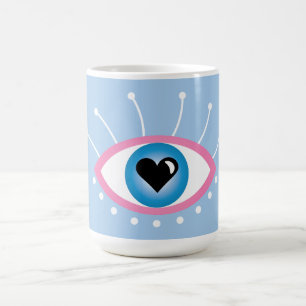 Greek Evil Eye With Eyelashes Pink Blue Color Morph Mug