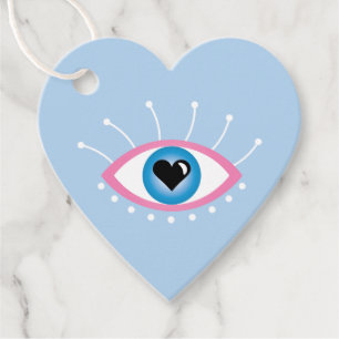 Greek Evil Eye With Eyelashes Pink Blue  Favor Tags