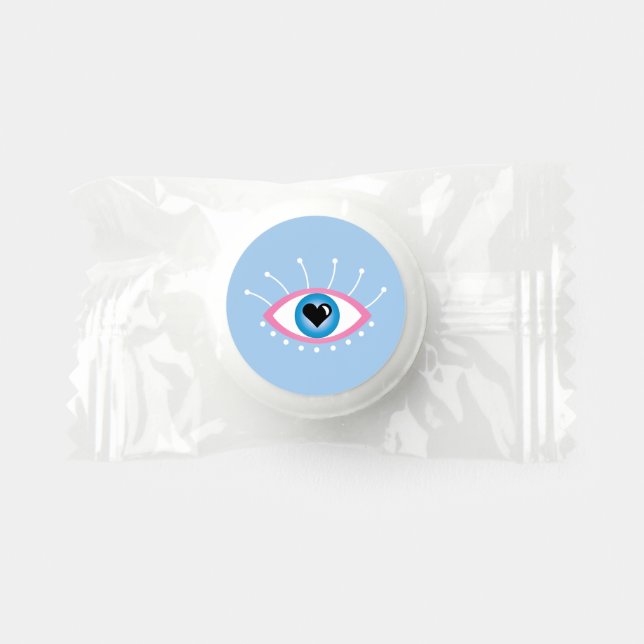 Greek Evil Eye With Eyelashes Pink Blue  Life Saver® Mints (Front)