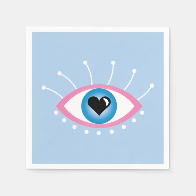 Greek Evil Eye With Eyelashes Pink Blue  Napkins (Front)