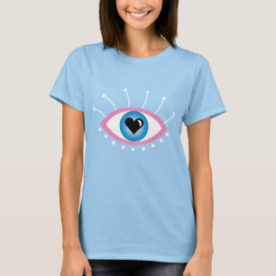 Greek Evil Eye With Eyelashes Pink Blue  T-Shirt