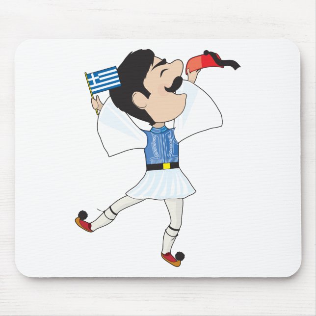 Greek Evzone dancing with Flag Mouse Pad (Front)