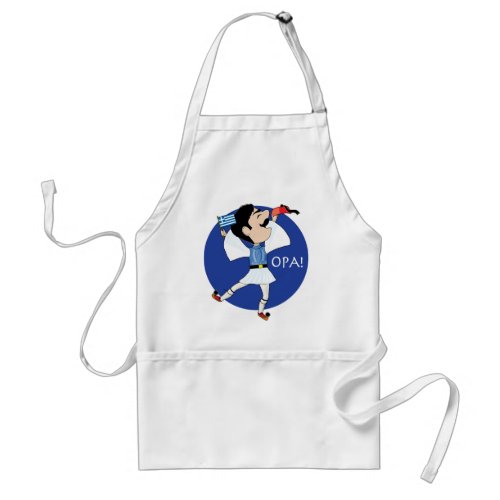 Greek Evzone dancing with Flag OPA Adult Apron