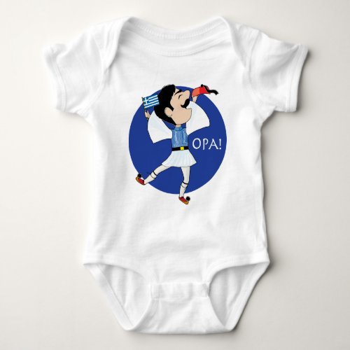 Greek Evzone dancing with Flag OPA Baby Bodysuit