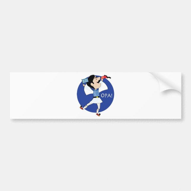 Greek Evzone dancing with Flag OPA! Bumper Sticker (Front)