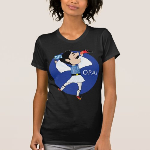 Greek Evzone dancing with Flag OPA T_Shirt