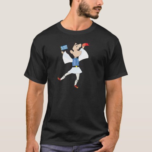 Greek Evzone dancing with Flag T_Shirt