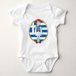 Greek Evzone with Flag Baby Bodysuit