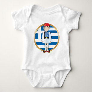 Greek Evzone with Flag Baby Bodysuit