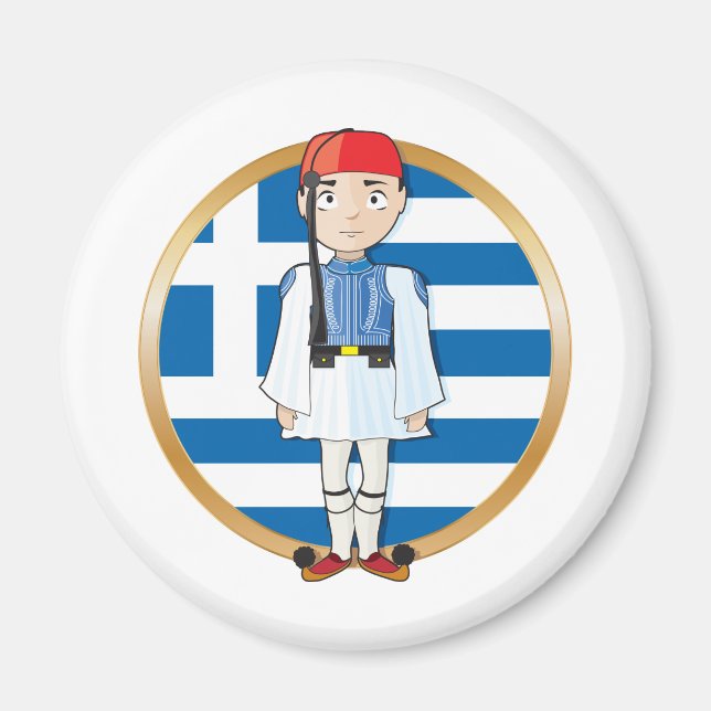 Greek Evzone with Flag Magnet (Front)