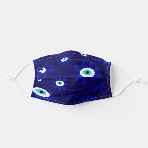 Greek Eye Blue and White Abstract Pattern Adult Cloth Face Mask