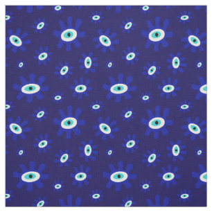 Greek Eye Blue and White Pattern Fabric