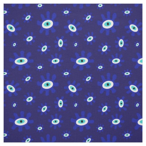 Greek Eye Blue and White Pattern Fabric