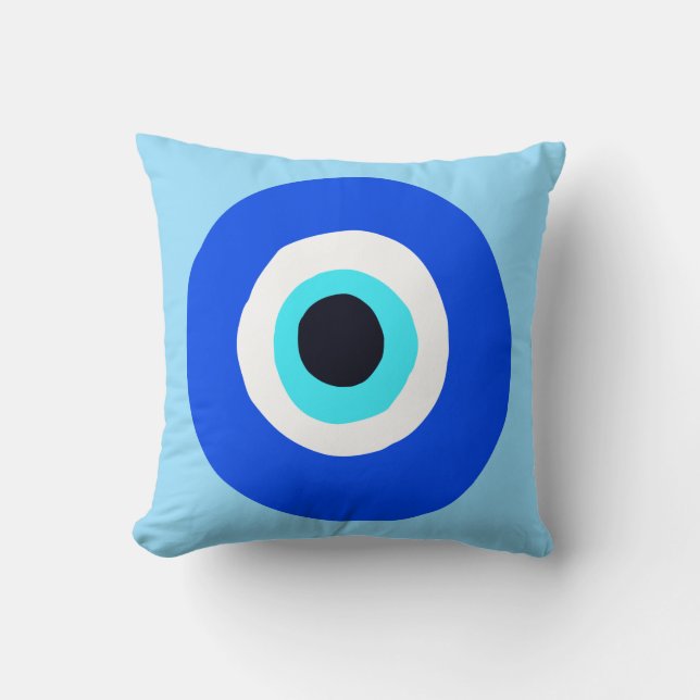 Greek Eye Blue Throw Pillow (Front)