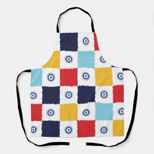 Greek Eye Colorful Squares Pattern Apron