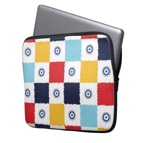 Greek Eye Colorful Squares Pattern Laptop Sleeve