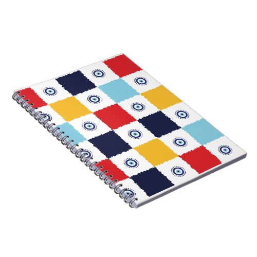 Greek Eye Colorful Squares Pattern Notebook