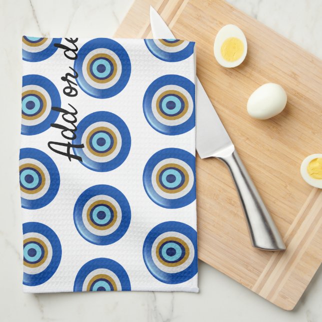 Greek Eye Design Just Add Text Kitchen Towel (Quarter Fold)