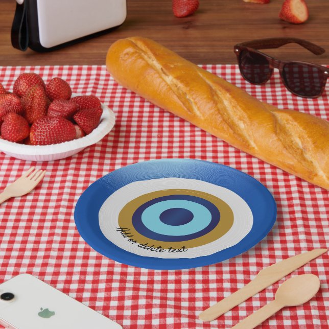 Greek Eye Design Just Add Text Paper Plates (Picnic)
