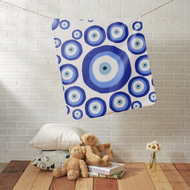 Greek Eye Good Luck Symbol Pattern  Baby Blanket (In Situ)
