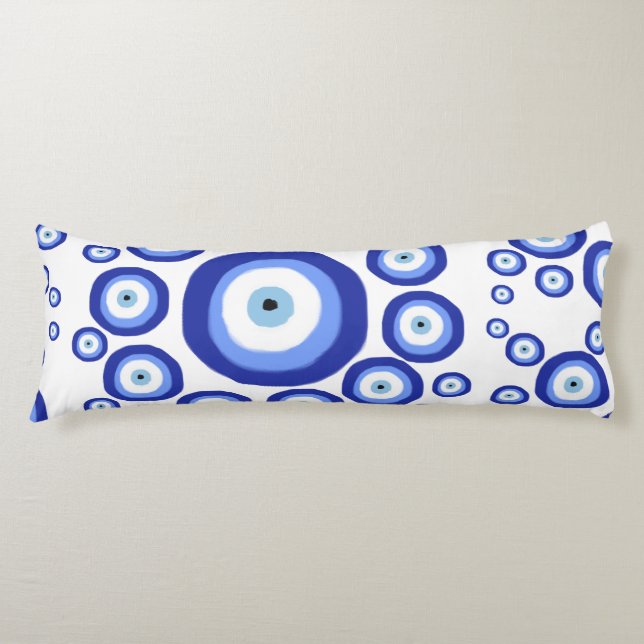 Greek Eye Good Luck Symbol Pattern Body Pillow (Front)