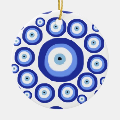 Greek Eye Good Luck Symbol Pattern Ceramic Ornament