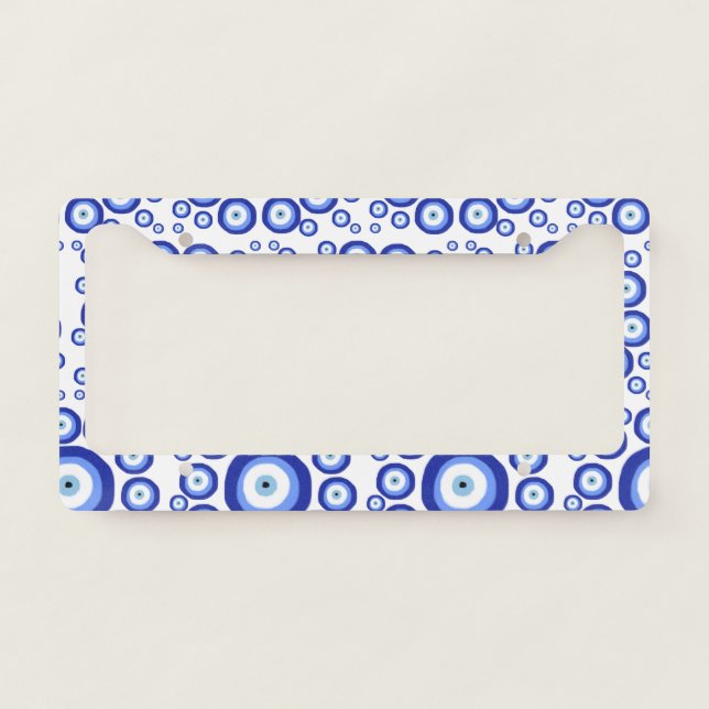 Greek Eye Good Luck Symbol Pattern License Plate Frame (Front)