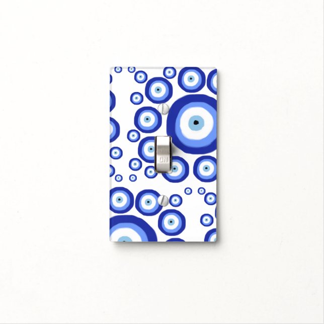 Greek Eye Good Luck Symbol Pattern  Light Switch Cover (In Situ)