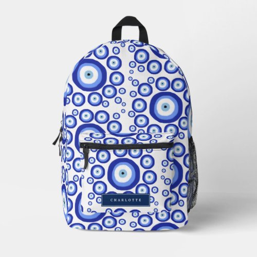 Greek Eye Good Luck Symbol Pattern Name Printed Backpack