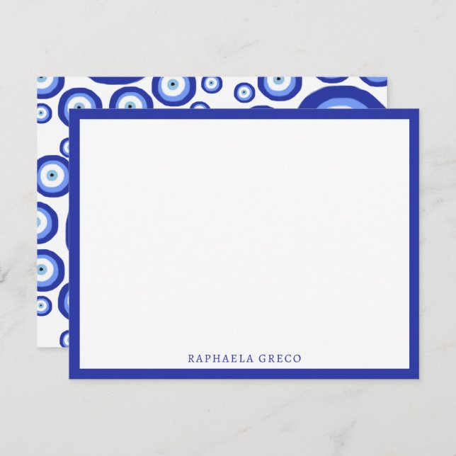 Greek Eye Good Luck Symbol Pattern   Note Card (Front/Back)