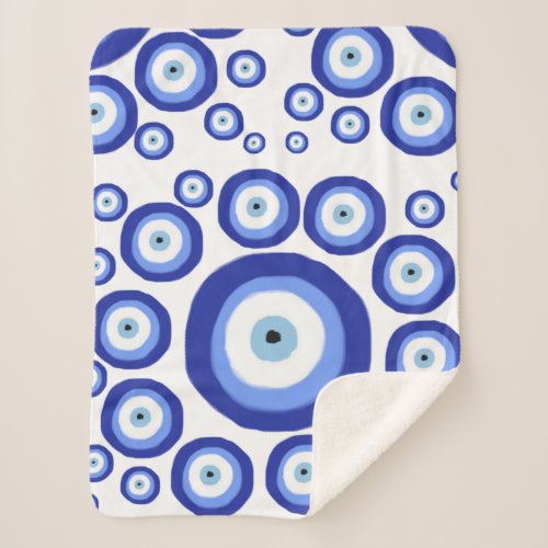 Greek Eye Good Luck Symbol Pattern Sherpa Blanket