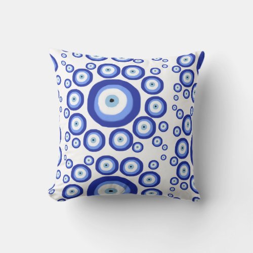 Greek Eye Good Luck Symbol Pattern Throw Pillow