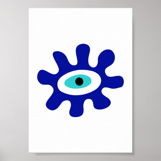 Greek Eye Modern Blue Splash Design Poster (Front)