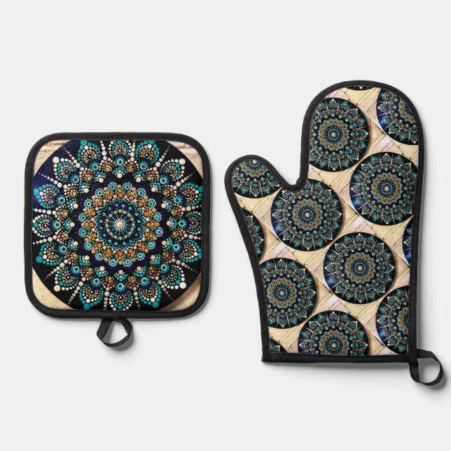 Greek Eye Oven Mitt & Pot Holder Set