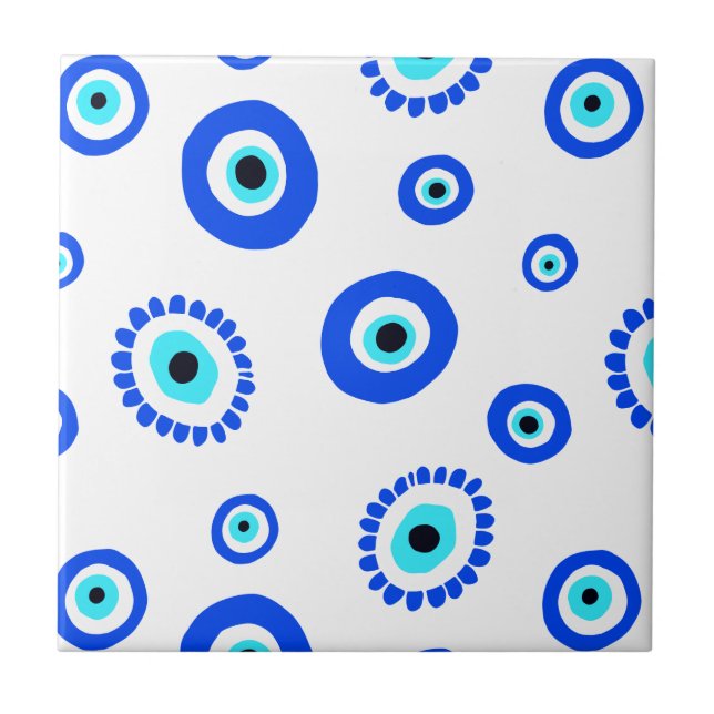 Greek Eye Protect From Evil Lucky Talisman Ceramic Tile (Front)