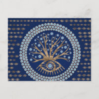 Greek Eye Tree - Mati Mataki - Matiasma on blue