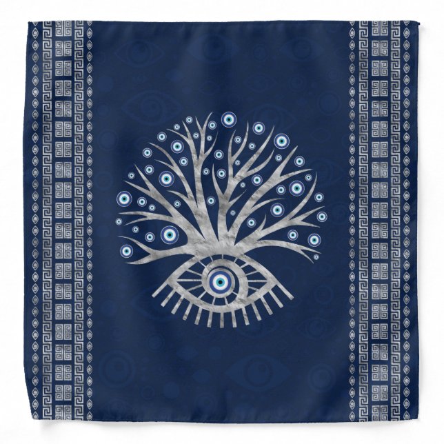 Greek Eye Tree - Mati Mataki - Matiasma Silver Bandana (Front)