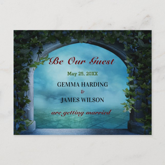 Greek Fantasy Romance Arch Ivy Blue Save the Date Announcement Postcard (Front)