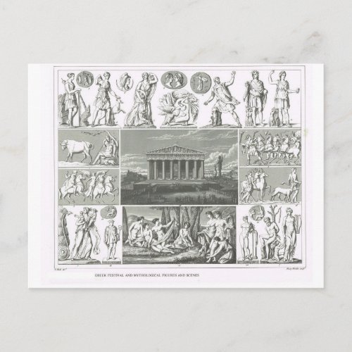 Greek festivals and mythology postcard