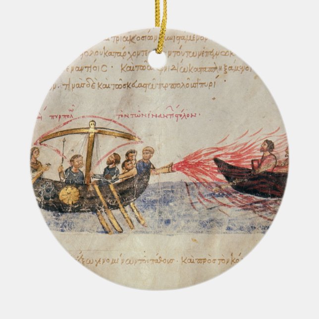 Greek fire (vellum) ceramic ornament (Front)