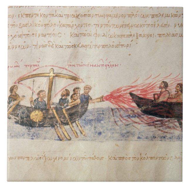 Greek fire (vellum) ceramic tile (Front)