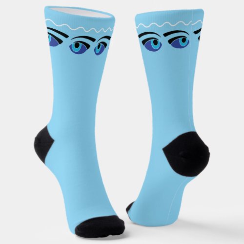 Greek Fishing Boat Protective Eyes Blue Socks
