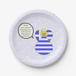 Greek Flag Angel Talking Blond Personalized  Paper Plates
