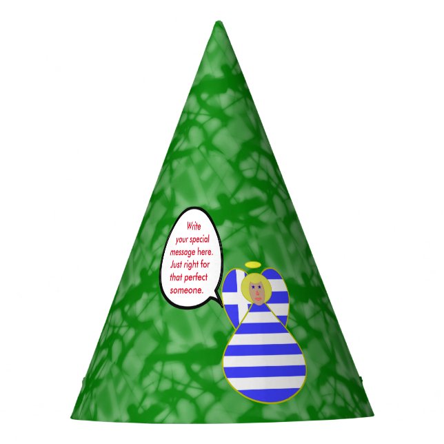 Greek Flag Angel Talking Blond Personalized  Party Hat (Front)