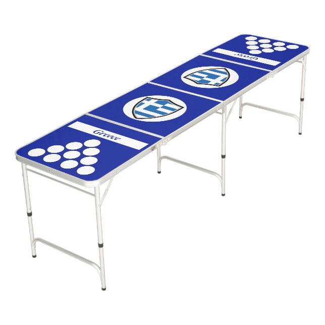 Greek flag beer pong table (Angled)