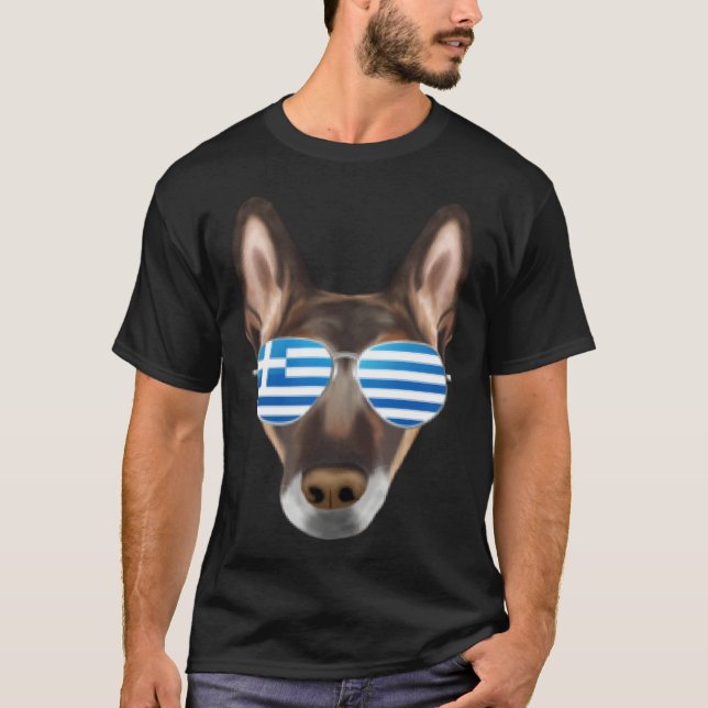 Greek Flag Belgian Malinoi Dog Greece Pocket T-Shirt (Front)